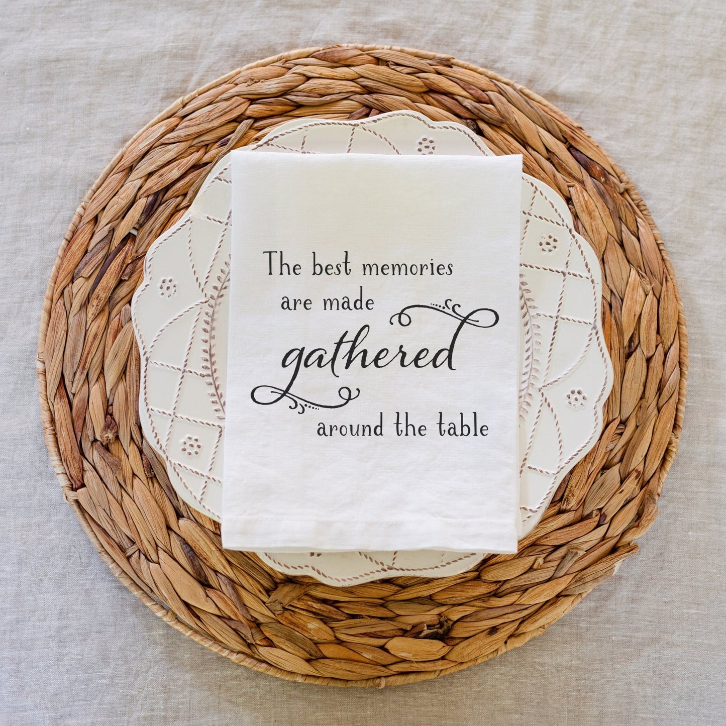 The Best Memories Are Made Gathered Around The Table Linen Napkin Set of 2 | Holiday Table Decor | Thanksgiving Table Decor | ChristmasDecor - Sweet Hooligans Design