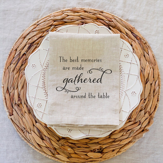 The Best Memories Are Made Gathered Around The Table Linen Napkin Set of 2 | Holiday Table Decor | Thanksgiving Table Decor | ChristmasDecor - Sweet Hooligans Design
