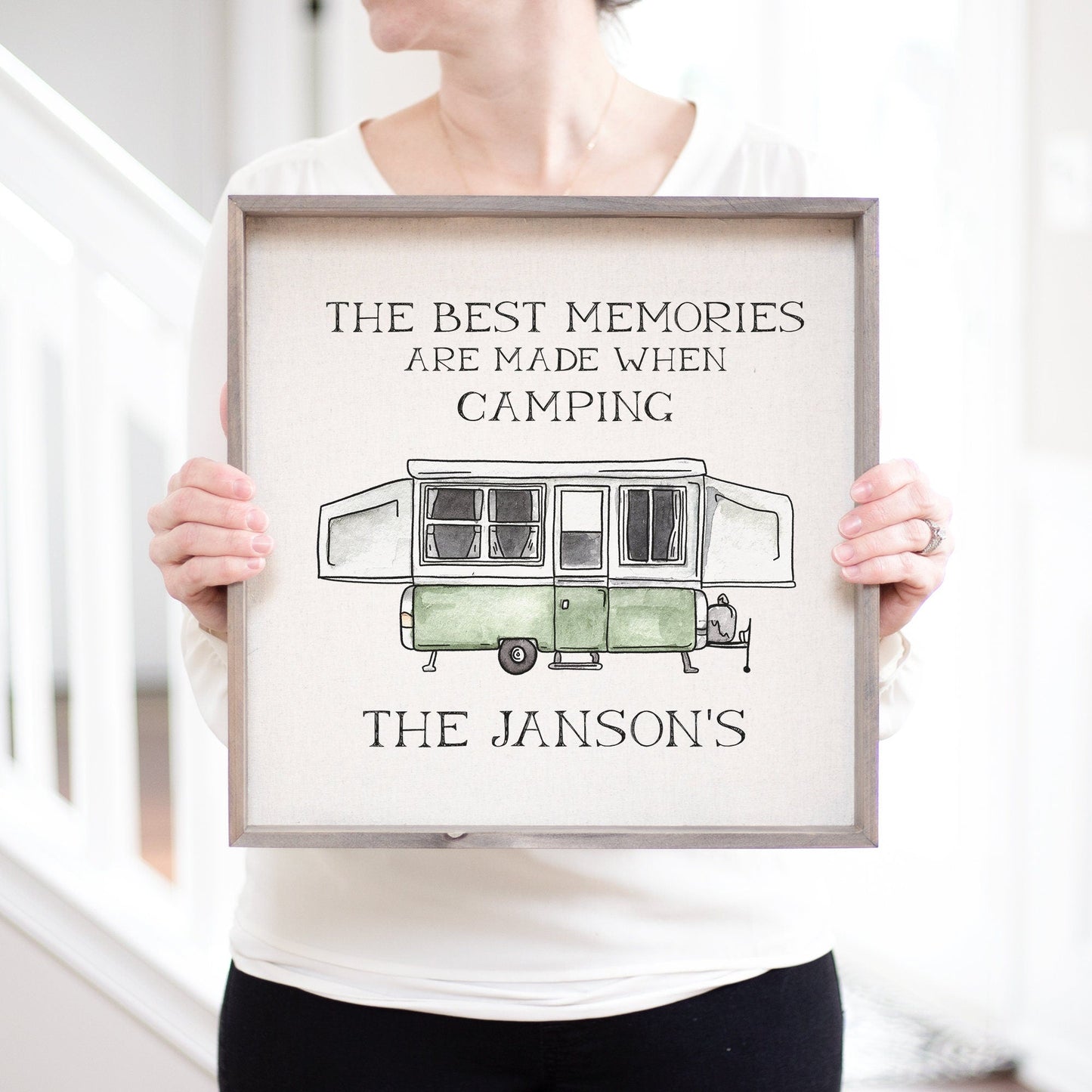 Load image into Gallery viewer, The Best Memories Are Made When Camping Sign | Pop Up Custom Camper Sign | RV Decor Wood Sign | CamperVan Trailer Decor | Campsite Decor - Sweet Hooligans Design
