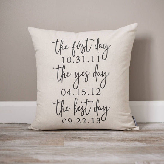 The First Day The Yes Day The Best Day Gift Pillow | Engagement Gift | Engagement Gifts for Couple | Gift for the Bride | Groom Gift - Sweet Hooligans Design