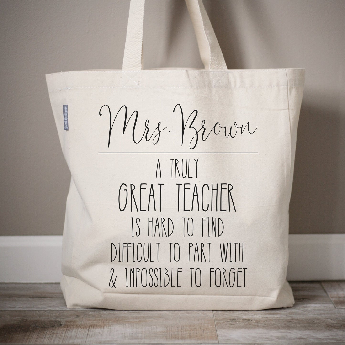 Load image into Gallery viewer, Truly Great Teacher Tote Gift Bag Teacher Gift | Personalized Teacher Name Great Teacher Tote Bag Gift | Monogrammed Tote Canvas | Teacher - Sweet Hooligans Design
