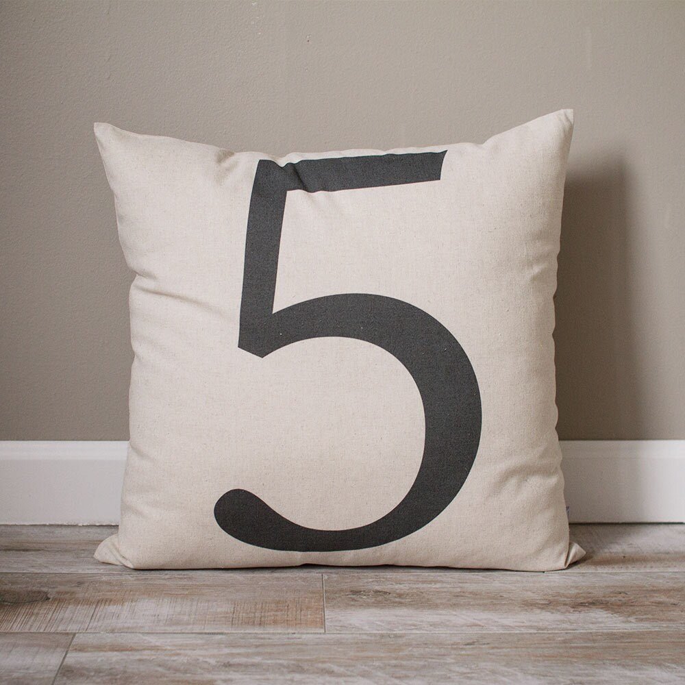 Load image into Gallery viewer, Typography Number Pillow Cover | Personalized Pillow | Custom Gift | Monogrammed Gift | Rustic Home Decor | Home Decor | Farmhouse Decor - Sweet Hooligans Design
