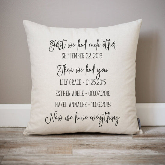 Load image into Gallery viewer, Unique Gift For Woman Wife | Anniversary Gift For Wife For Her Anniversary Wedding Gift | Children Names Anniversary Gift Pillow Linen - Sweet Hooligans Design
