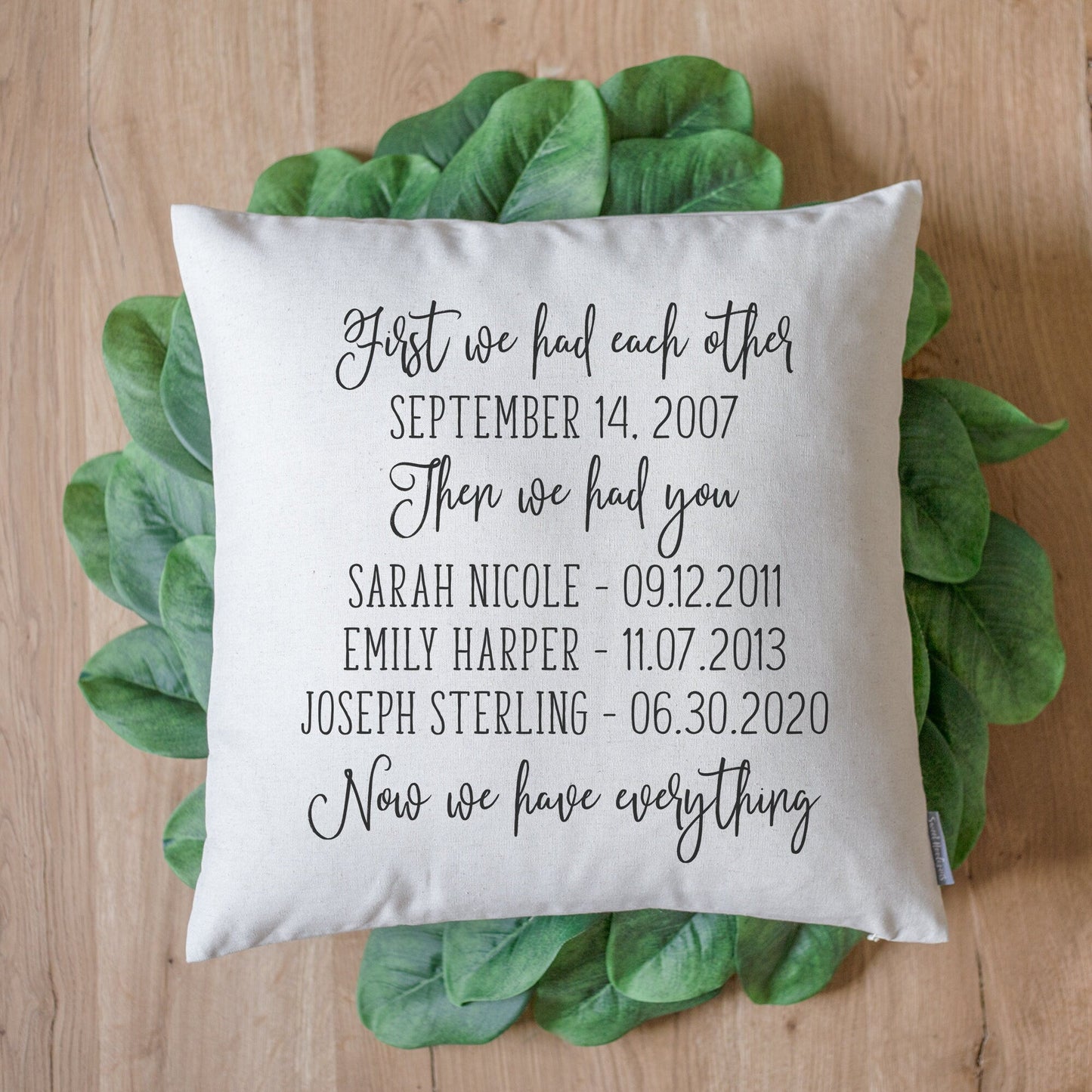 Unique Gift For Woman Wife | Anniversary Gift For Wife For Her Anniversary Wedding Gift | Children Names Anniversary Gift Pillow Linen - Sweet Hooligans Design