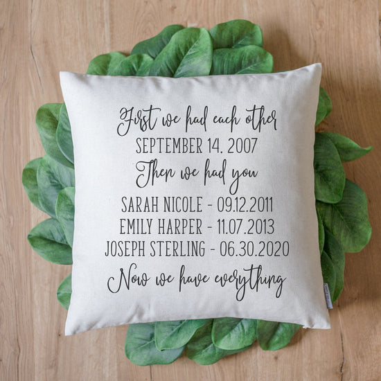 Load image into Gallery viewer, Unique Gift For Woman Wife | Anniversary Gift For Wife For Her Anniversary Wedding Gift | Children Names Anniversary Gift Pillow Linen - Sweet Hooligans Design
