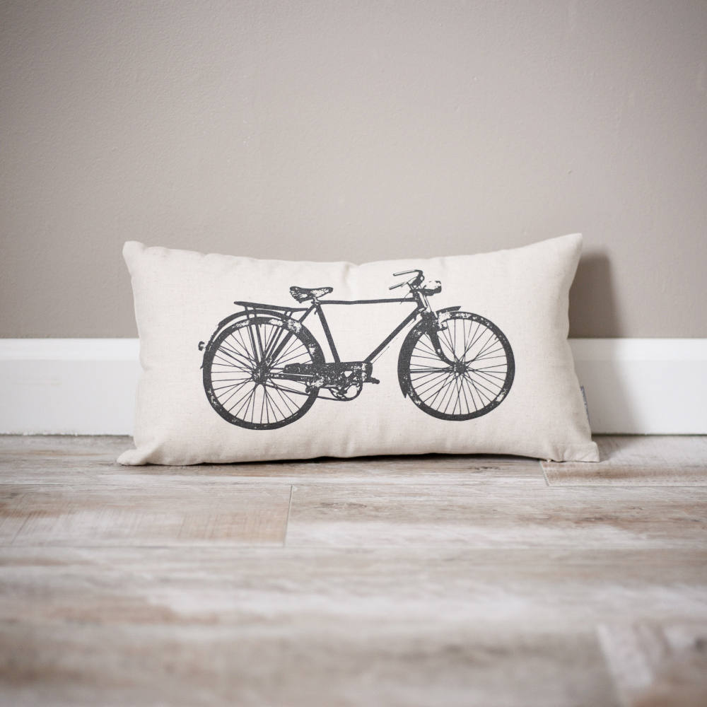 Vintage Bicycle Pillow | Personalized Pillow | Home Decor | Bike Pillow | Bicycle Pillow | Vintage Decor | Spring Pillow | Rustic Bicycle - Sweet Hooligans Design