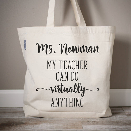Load image into Gallery viewer, Virtually Anything Teacher Tote Gift Bag Teacher Gift | Personalized Tote Bag Teacher Name Tote Bag Gift | Monogrammed Tote Canvas | Teacher - Sweet Hooligans Design
