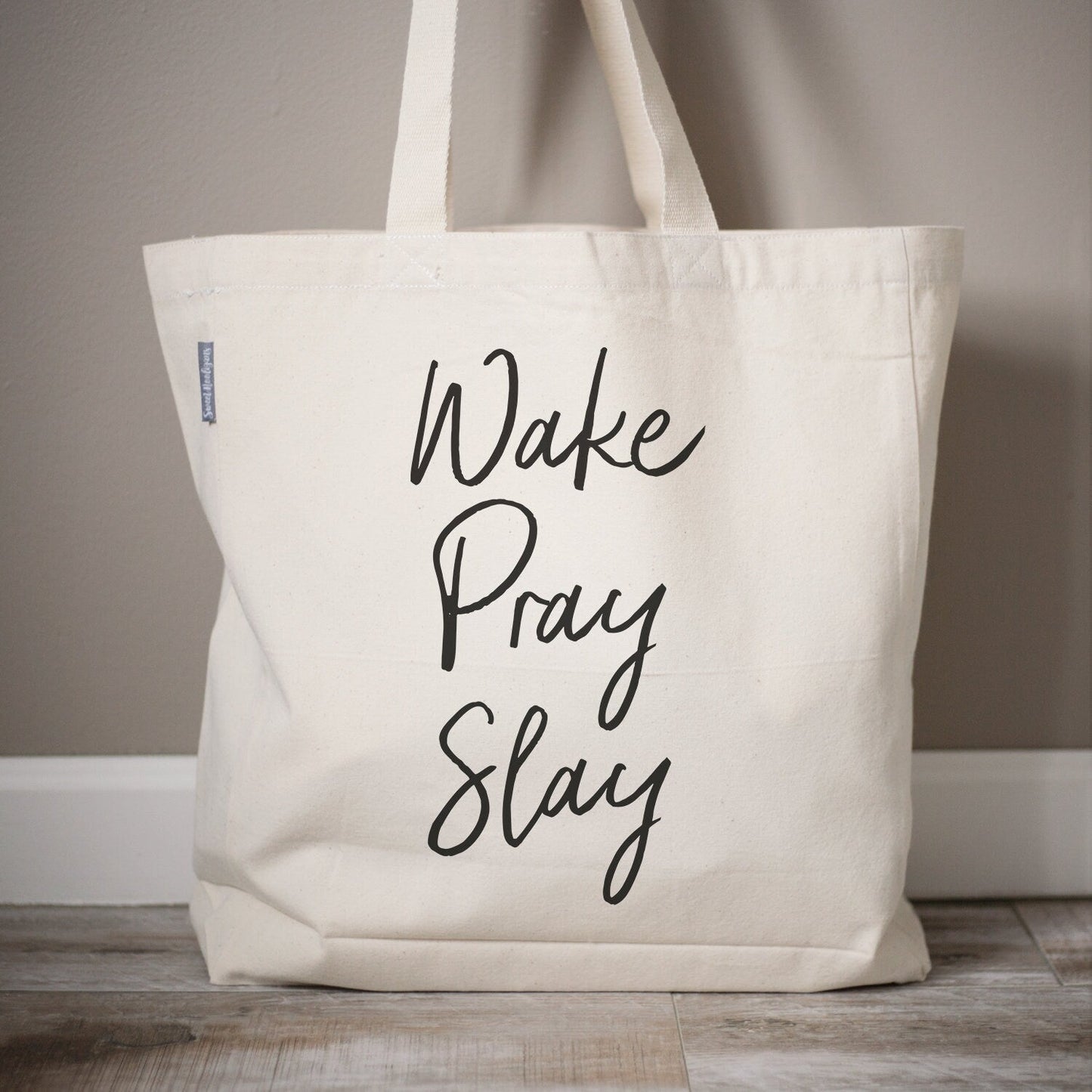 Wake Pray Slay | Personalized Mom Gift | Mom Tote Bag | Teacher Bag | Monogrammed Tote Canvas Bag | Tote Bags | Gift for Mom | Mom Gift - Sweet Hooligans Design